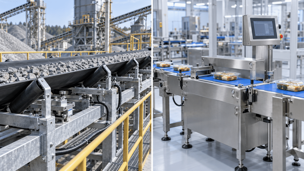 Perbandingan belt scale untuk material curah dan checkweigher untuk produk kemasan